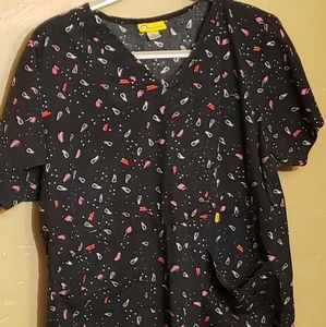 Womens lipstick wonder wink scrub top size XL